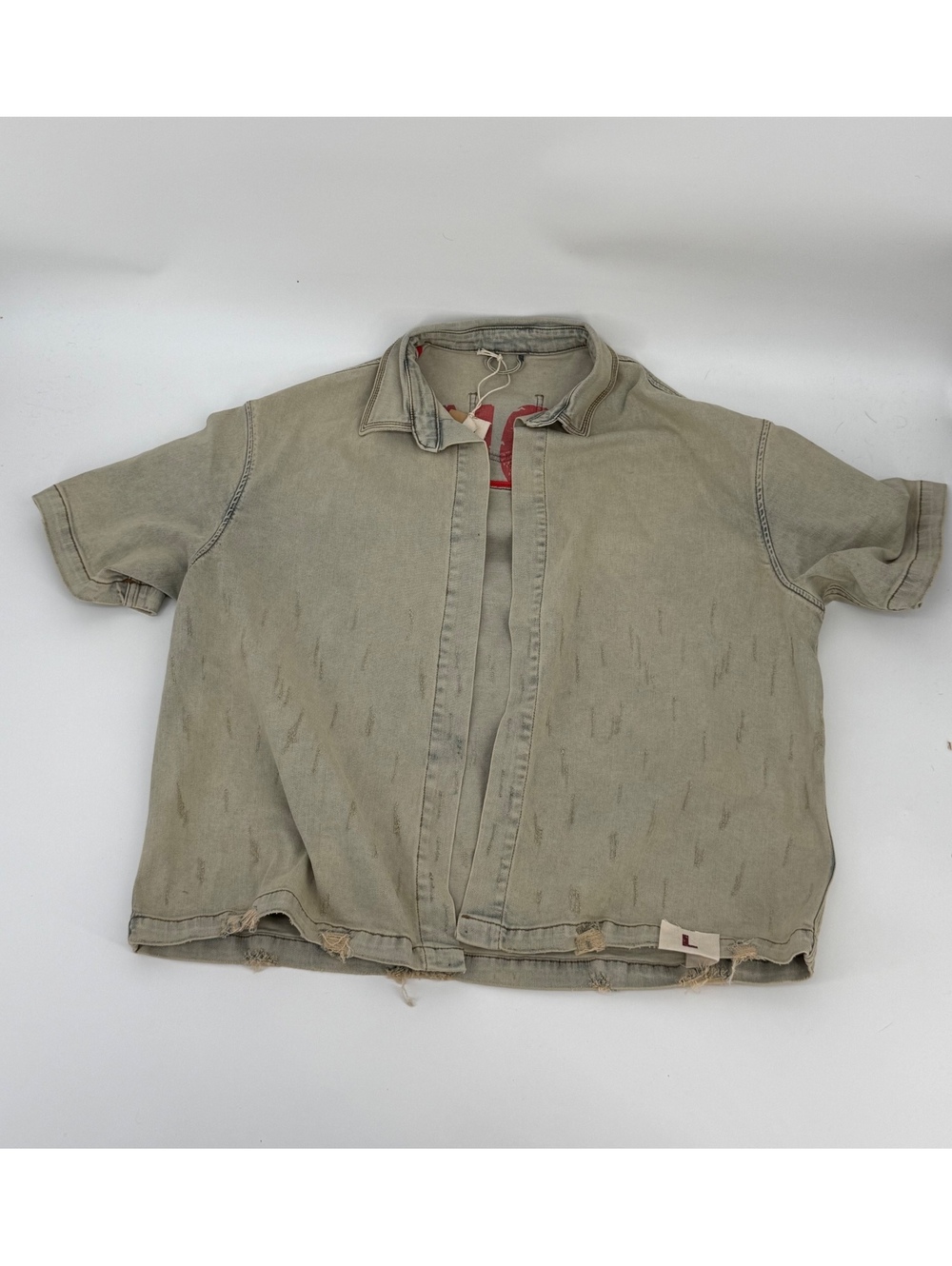 ANOM Denim Prism Button Up Shirt Dirty Blue Large NWT